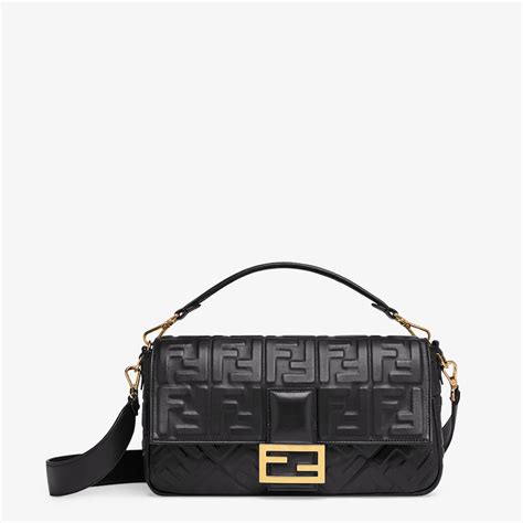 black handbag women fendi|fendi baguette black leather bag.